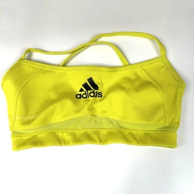 Adidas Size Small Clima Cool Sports Bra Solid Yellow Black No Wire Slip #0393 - Image 1 of 4