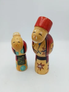 Muñecas Kokeshi japonesas - Juego de 2 - Hombre y mujer - Abuelos - Imagen 1 de 11