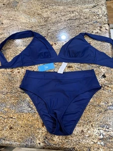 Neu mit Etikett Cupshe zweiteiliger Bikini Badeanzug Größe Mesium marineblau - Bild 1 von 2