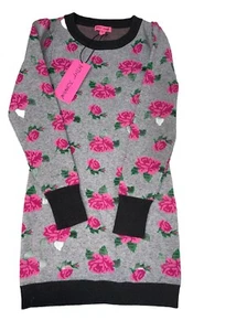 Betsey Johnson Sweater Dress Roses Floral Sz XS Roses Floral Polyester Soft New - Picture 1 of 11