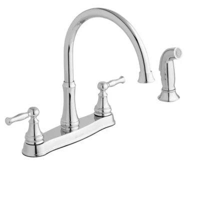 NEW Double Handle Kitchen Faucet w/ Side Sprayer Polished Chrome High-Arc Design