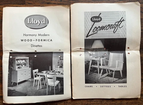 Two 1952 LLOYD Furniture Catalog Mailers LOOM CRAFT & HEYWOOD WAKEFIELD KNOCKOFF Cover