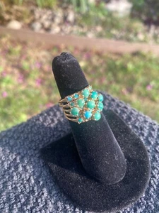 rose gold ring 14k with turqoise multipule rings combined in one - Picture 1 of 3