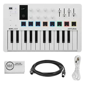 Arturia MiniLab 3 Compact MIDI Keyboard and Pad Controller (White) Bundle with 6 - Picture 1 of 9
