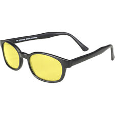 Pacific Coast Sunglasses X-KD's Biker Sunlasses Matte Black Frames & Yellow Lens