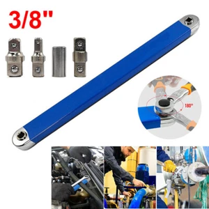 3/8" Offset Extension Wrench Set Ratchet Spanner Impact Ready Socket w/ Adapter - Picture 1 of 8