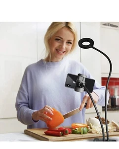 Selfie Ring Light with Cell Phone Holder Stand for Live Stream/Makeup, Clip on,  - Picture 1 of 7