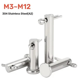 Clevis Pins Securing Fasteners A2 Stainless Steel Hinge Pin Rigging Pin M3-M12 - Picture 1 of 6