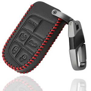 Leather Car Key Cover Case Protector Key Ring For Jeep Cherokee Dodge Chrysler - Picture 1 of 5
