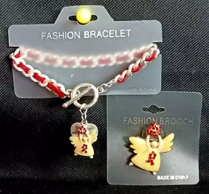 Rotes Band Kipparmband Charms & Österreichischer Kristall Engel Pin Brosche Alkohol - Bild 1 von 11