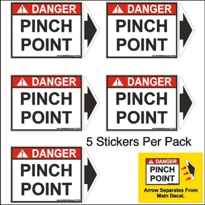 STICKY PAPER DESIGNS Pinch Point Safety Sticker Printed with Detachable Arrow