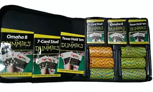 Deluxe Poker Set For Dummies 3 Decks of Cards Instruction Books Casino Chips - Picture 1 of 4