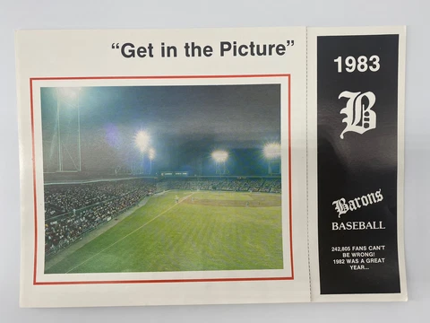 vintage 1983 Birmingham Barons Baseball, Season Ticket Request,Mailer, Postcard Cover