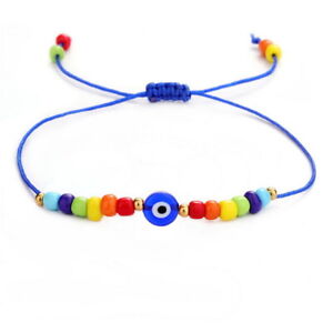 Handmade Lucky Evil Eye Beaded Bracelet Blue Rope Adjustable Bangle Jewelry Gift