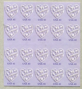 Scott 4151 Sheet of 20 Wedding Hearts 41 cents Stamps - Picture 1 of 1