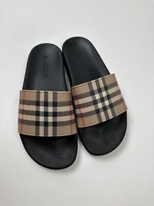 #271 BURBERRY Furley Vintage Check Slide Sandal Size 40 RETAIL $390