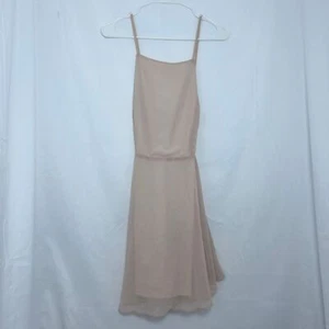 Lulus elegantes nude transparentes Spaghettiträger fließendes Minikleid Gr. L sexy gefüttert - Bild 1 von 7
