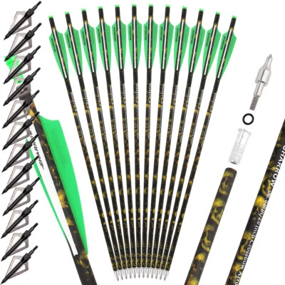 Crossbow Bolt Carbon Arrow 16" 17" 18" 20" 22'' Archery Blade Arrowheads Hunting - Image 1 of 4