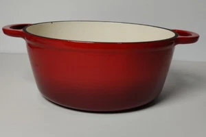 UNBRANDED Enamel Cast Iron Stock Pot Dutch Oven Red Flame 8.5" Dia No Lid - Picture 1 of 8