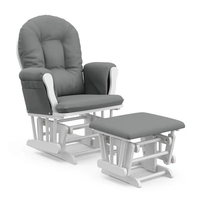 Storkcraft Premium Hoop Glider & Ottoman (Blanco/Gris) Set de 2 piezas, blanco/gris  Foto 1 de 4