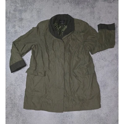 GALERÍA Mujer XL Verde Ligero Gabardina Resistente al Agua Bolsillos con Cuello Foto 1 de 4