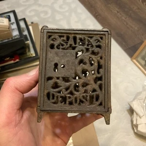 Antique Cast Iron Miniature Safe Deposit Bank No Lock/ Key - Picture 1 of 8