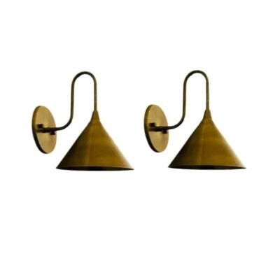 Pair of Brass Wall Light Lamp Italian Style Full Raw Brass Finish Wall Lighting - Image 1 of 4