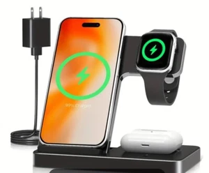 Cargador inalámbrico Estación de Carga 3 en 1 para Apple Watch Air Pods iPhone - Picture 1 of 8