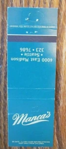 SEATTLE, WASHINGTON: MANCA'S MATCHBOOK MATCHCOVER -E - Picture 1 of 1