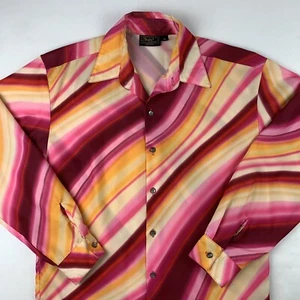 Camisa Monzini De Colección Con Botones Para Hombre Mediana Abstracta Remolino Disco Colorida - Imagen 1 de 8