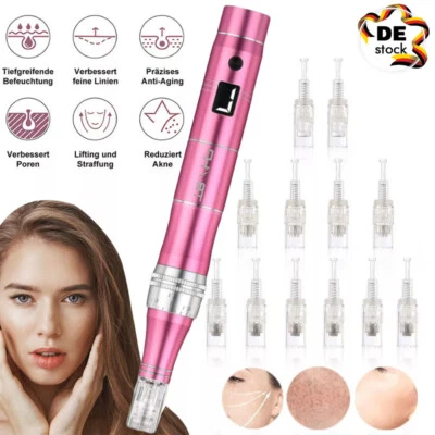 TBPHP Elektrischer Dermapen Microneedling Pen Anti Aging Wiederaufladbare 12 Kartusche