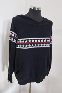 Mint Velvet black hooded jumper size medium cotton rich star print buttons star - Picture 1 of 9