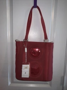 Woman BESSO plastic Pocketbook handbag shoulder bag Red Mesh Fall - Picture 1 of 8