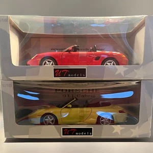 UT Models Bundle lot: 1:18 Porsche 911 996 cabrio YELLOW + Boxter RED - Picture 1 of 16