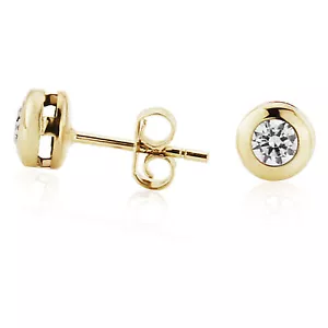 9ct Gold Jewelco London Round Bezel CZ Stud Earrings 3mm - Picture 1 of 3