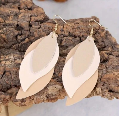 Pendientes Colgantes Retro Diseño Hoja 3 Capas Cuero PU Exquisito Regalo Mujeres Nuevos Foto 1 de 4
