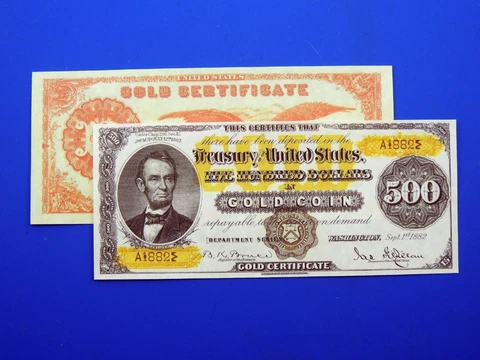 Reproduction $500 1882 Gold US Paper Money Currency Copy Cover