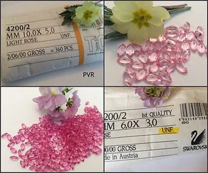 Swarovski #4200/2 Rhinestone Navette Rose UF 6x3mm Pack of 20 CRAFT - Picture 1 of 11