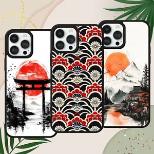 JAPANESE SUN PATTERN RED WHITE VINTAGE PHONE CASE COVER FOR IPHONE SAMSUNG PIXEL - Picture 1 of 8