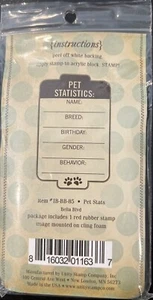 Unity Stamp Company Itty bitty Rubber Stamp - Pet Statistics Item IB-BB-85 - Picture 1 of 2