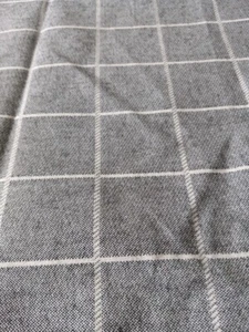 High-End Upholstery Remnant Gray & White Window Pane Fabric 66 x 37 Railroaded - Picture 1 of 2