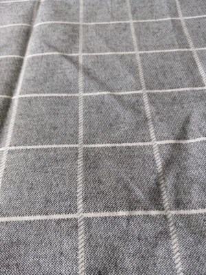 High-End Upholstery Remnant Gray & White Window Pane Fabric 66 x 37 Railroaded - Image 1 of 2