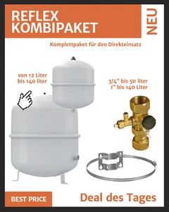 Reflex Ausdehnungsgefäß Ausgleichsbehälter für Heizung 12-80 L mit Zubehör - Bild 1 von 1