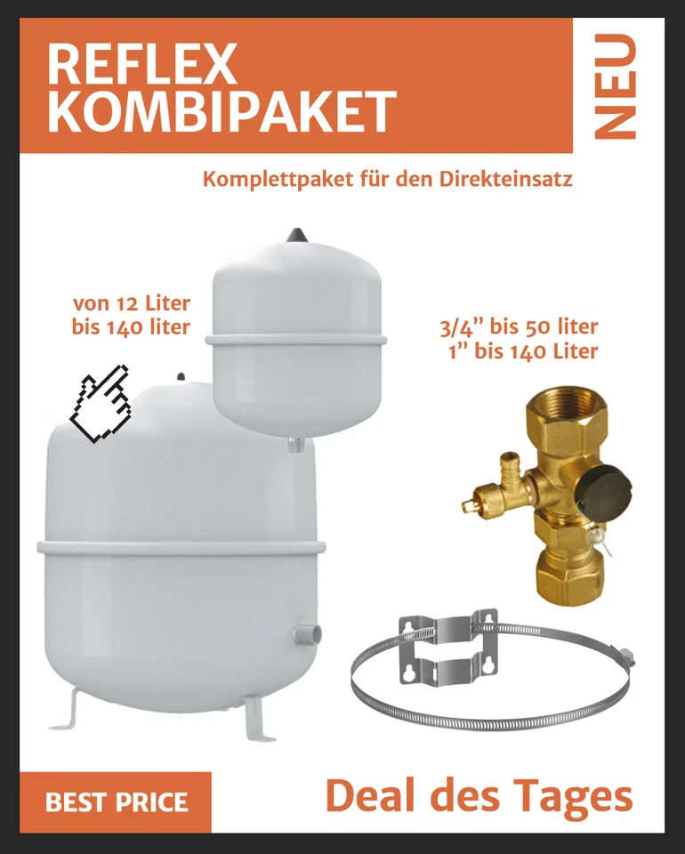 Reflex Ausdehnungsgefäss N 35 Liter 3 bar 120°C - Grau (8208400)