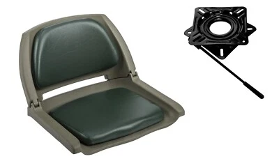 Wise Folding Boat Seat Fishing Cushioned Vinyl Pedestal 12 Way Locking Swivel - Image 1 of 4