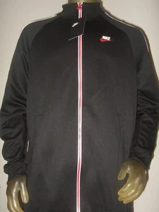 New Men's Large Nike Black Red Full Zip Taped Poly Track Jacket AJ2681-010 $90 - Picture 1 of 5