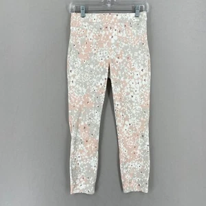 SPANX Jean-ish Ankle Leggings Size Small Floral Print All Over White Pink Gray - Picture 1 of 12