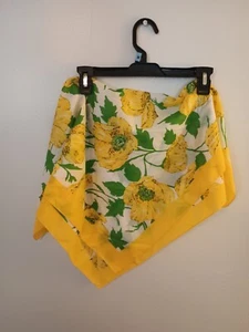 Yellow Flowers Scarf Artsy Vtg. - Picture 1 of 3