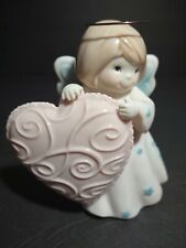 Cute 5" Porcelain Ceramic Angel with Halo Holding A Heart