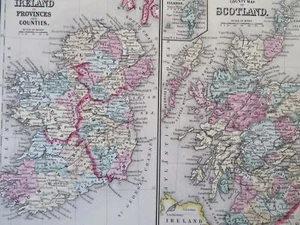 Mapa Mitchell coloreado a mano Irlanda y Escocia 1860 - Imagen 1 de 4